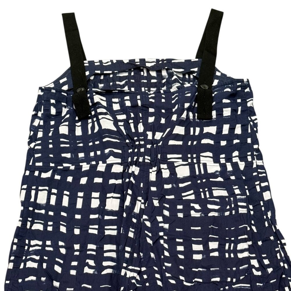 Vintage Rachel Comey Blue & White Abstract Print Cotton Overalls - Picture 6 of 8